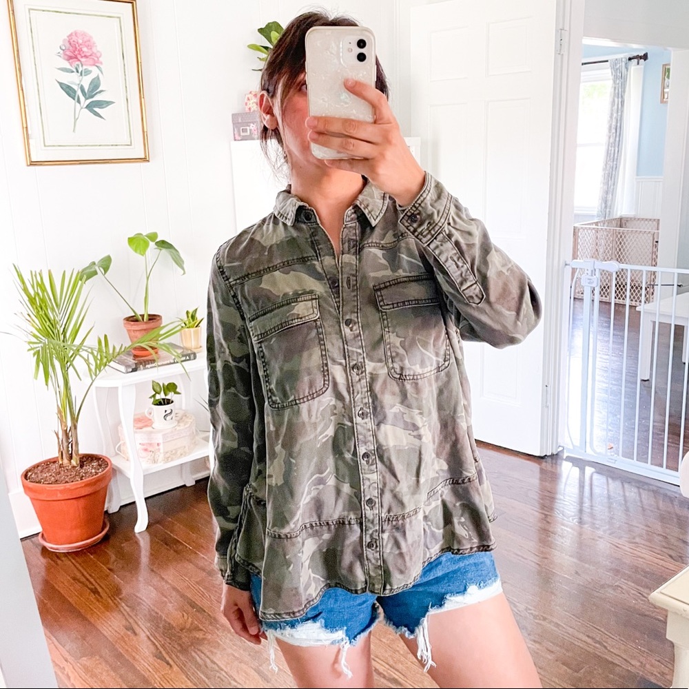 Anthropologie Camo Button down shirt
